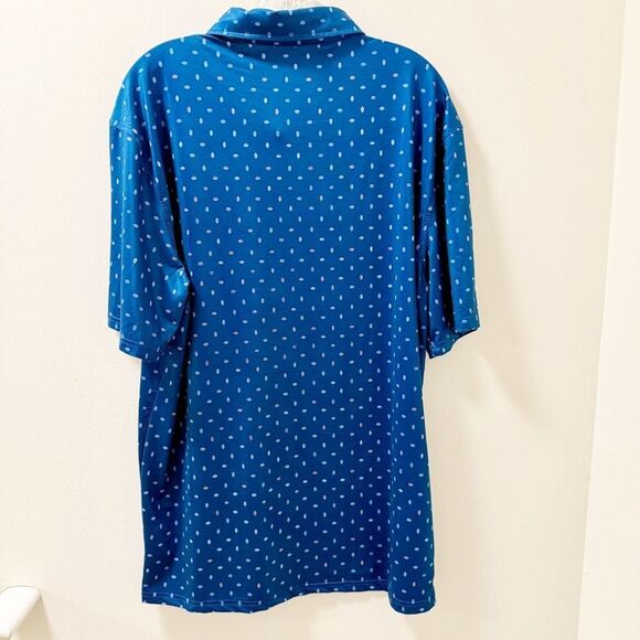 Next Flex Men’s Polo Shirt XL Blue Dot Pattern – Moisture-Wicking Stretch - Picture 2 of 4